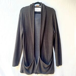 Koto Black Oversized Hooded Duster Cardigan Open Sweater Size L Pockets
